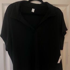 Cropped Black Collared Shirt